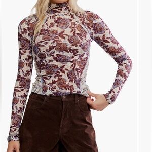 NWT Free People Floral lace Lyric top sz XS
